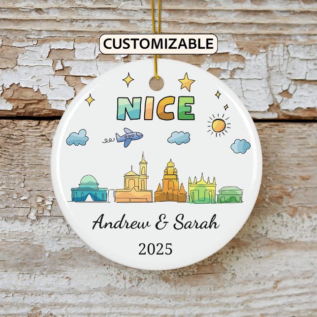 Personlig Skyline Nice Ornament, Frankrike Julgransprydnad Keramik (Skapare uppladdad)