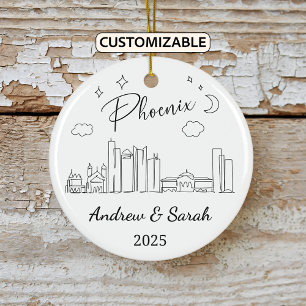 Personlig Skyline Phoenix Ornament, Arizona Julgransprydnad Keramik