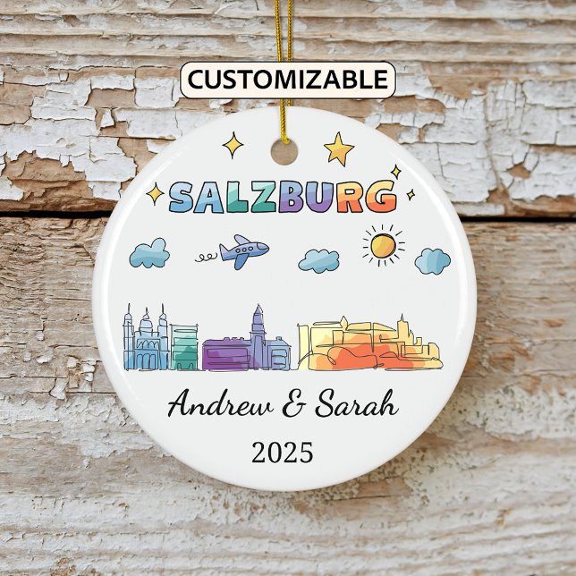 Personlig Skyline Salzburg Ornament, Österrike Julgransprydnad Keramik (Skapare uppladdad)