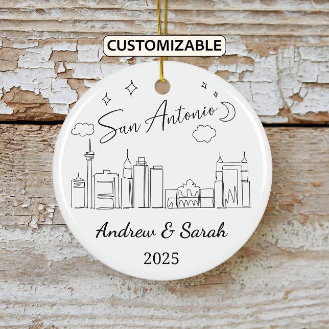 Personlig Skyline San Antonio Ornament, Texas Julgransprydnad Keramik (Skapare uppladdad)