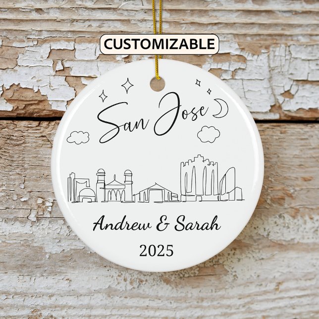 Personlig Skyline San Jose Ornament, Kalifornien Julgransprydnad Keramik (Skapare uppladdad)