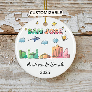 Personlig Skyline San Jose Ornament, Kalifornien Julgransprydnad Keramik
