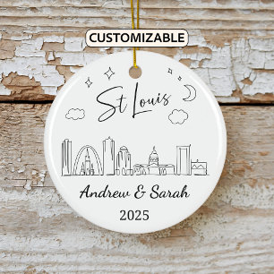 Personlig Skyline St Louis Ornament, Missouri Julgransprydnad Keramik