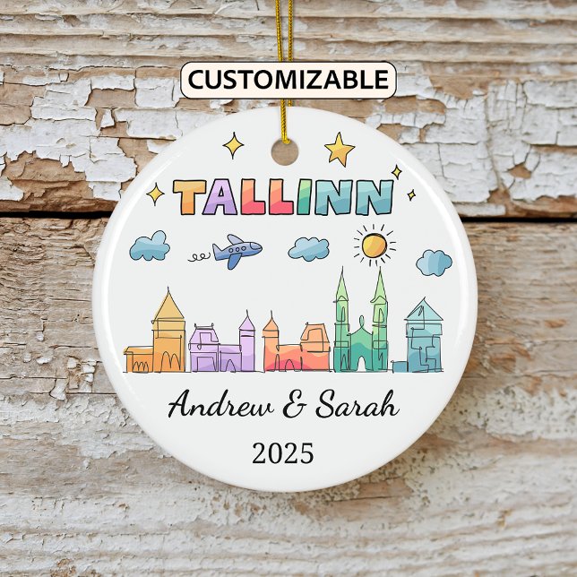 Personlig Skyline Tallinn Ornament, Estland Julgransprydnad Keramik (Skapare uppladdad)