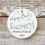 Personlig Skyline Virginia Beach, Virginia Julgransprydnad Keramik<br><div class="desc">En Personlig Travel Souvenir Ornament designad för att fira ditt oförglömliga resa. Vare sig du åkte till jobbet, njöt av en romantisk flykting eller deltog i ett skolutbytesprogram hedrar detta prydnadsminnesmärke ett speciellt ögonblick som du alltid kommer att vårda och vill minnas i åratal till komen. Fira det år du...</div>