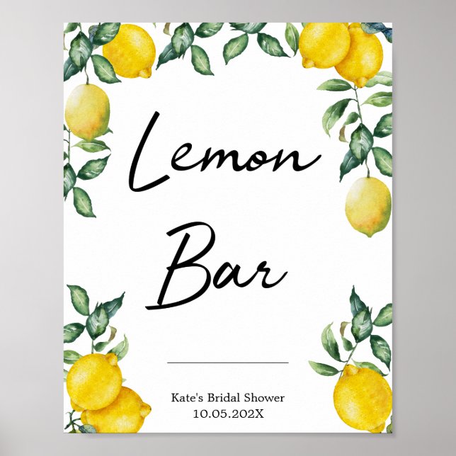 Personlig skylt med citroner för Lemon Bar (Framsidan)