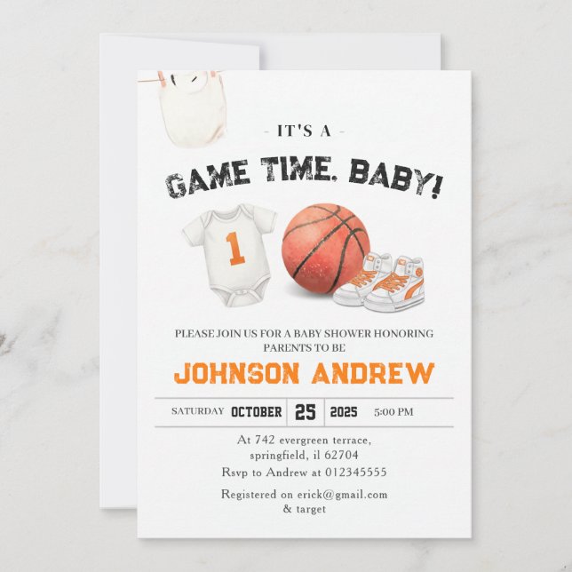 Personlig Slam Dunk Basket Baby Shower  Inbjudningar (Framsida)