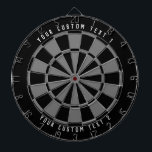 Personlig Sleek Black & Grått Darttavla<br><div class="desc">Färgaden Lek mörk är ritbar med 2 linjer anpassningsbar med vitt teckensnitt.</div>