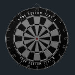 Personlig Sleek Black & Grått Darttavla<br><div class="desc">Färgaden Lek mörk är ritbar med 2 linjer anpassningsbar med vitt teckensnitt.</div>