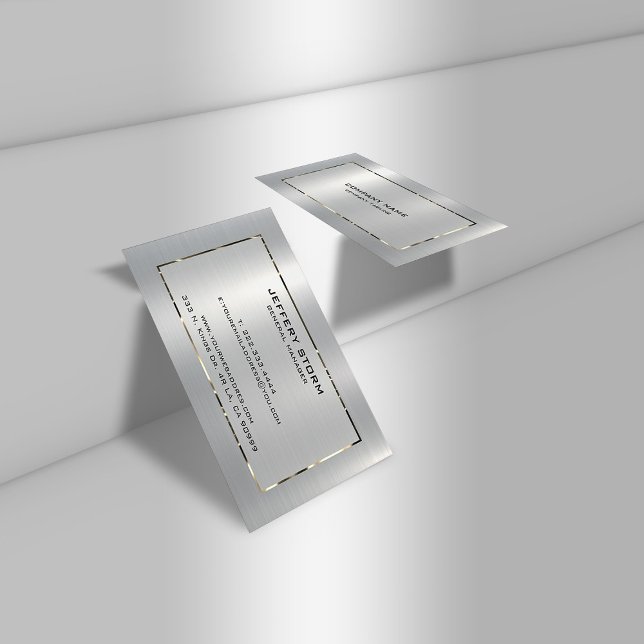 Personlig Slick Silver Grått Metallic Struktur Visitkort (Skapare uppladdad)