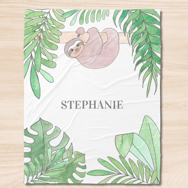 Personlig Sloth Girl Baby Blanket Fleecefilt (Skapare uppladdad)