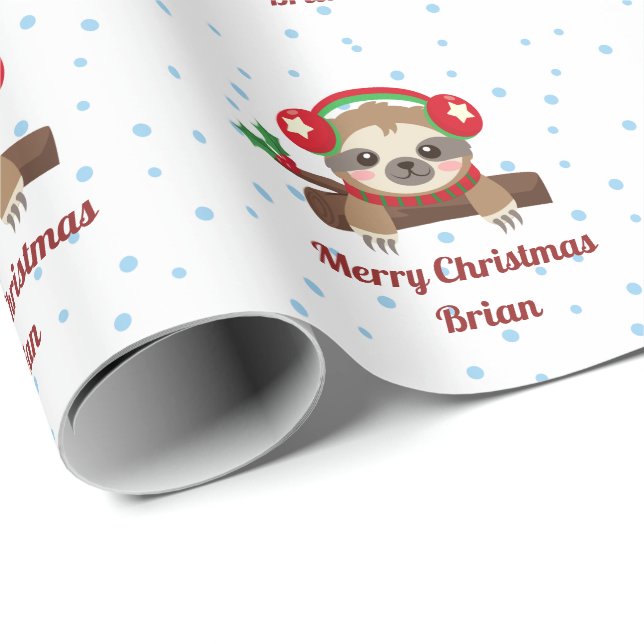 Personlig Sloth God jul Namn Presentpapper (Rullad Hörn)