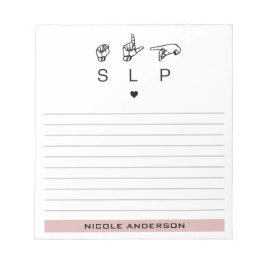 Personlig SLP Tal Språkpatolog ASL Anteckningsblock
