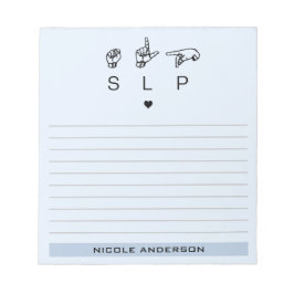 Personlig SLP Tal Språkpatolog ASL Anteckningsblock