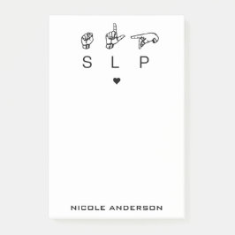 Personlig SLP Tal Språkpatolog ASL Post-it Block