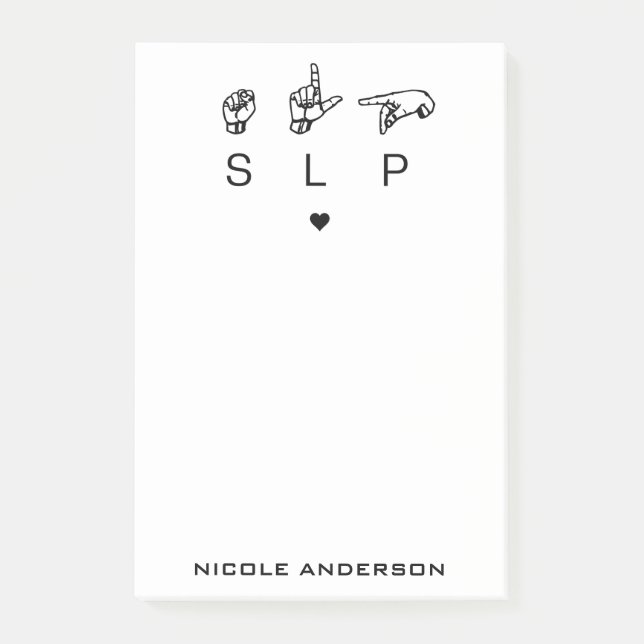 Personlig SLP Tal Språkpatolog ASL Post-it Block (Framsida)