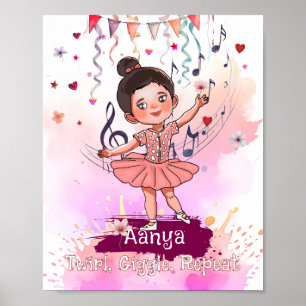 Personlig Småbarn Ballerina Namn Poster