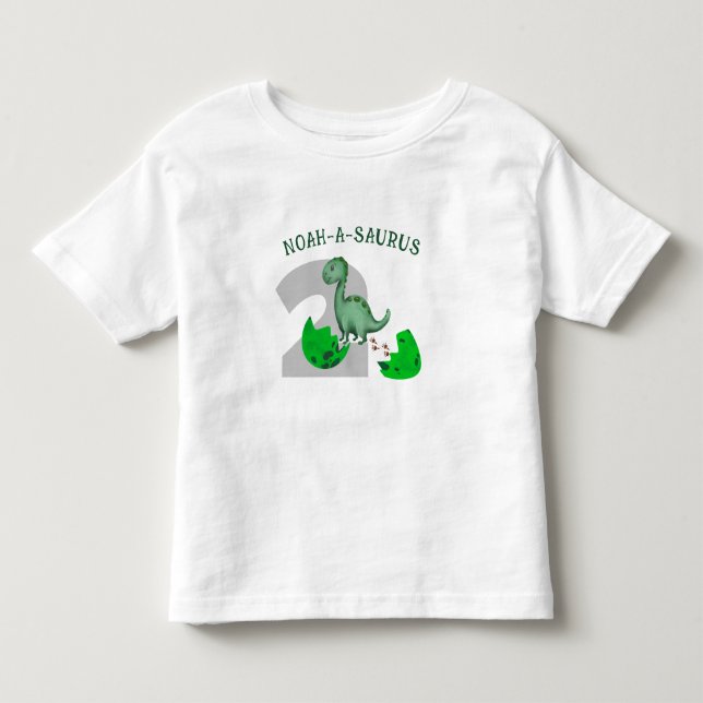 Personlig Småbarn barn Dinosaur Birthday T Shirt (Framsida)