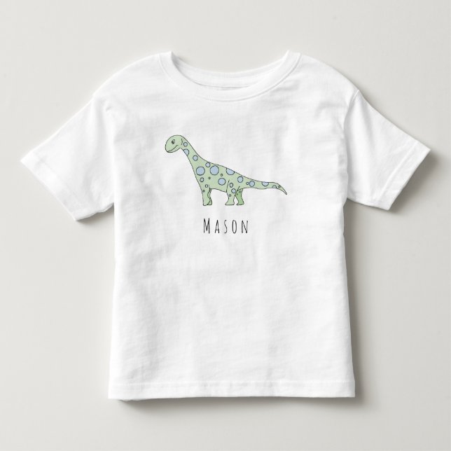 Personlig Småbarn Boy Doodle Dinosaur med Namn Tee Shirt (Framsida)
