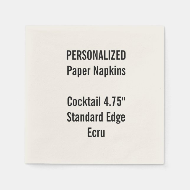 Personlig Small ECRU Cocktail Papper Napkins Pappersservett (Framsidan)