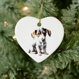 Personlig Smidig Rävterrier Valp Julgransprydnad Keramik