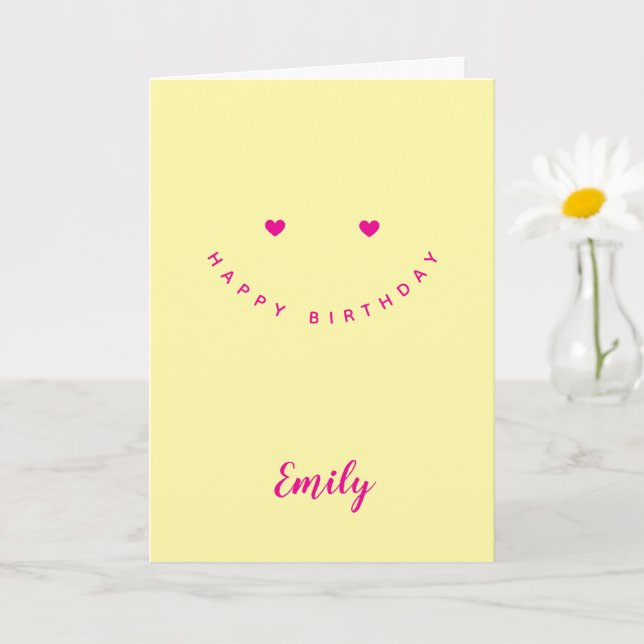 Personlig Smiley Ansikte Hjärtan, Minimal Födelsed Kort (Liten växt)