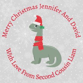 Personlig Smiling Holly jul Dinosaur Presentpapper
