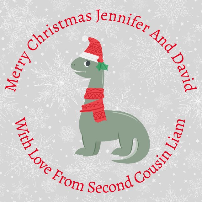 Personlig Smiling Holly jul Dinosaur Presentpapper (Skapare uppladdad)