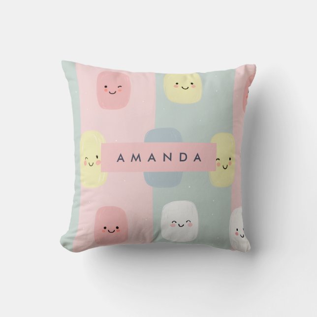 Personlig Smiling Pastel Sweets Kawaii Kudde (Framsida)