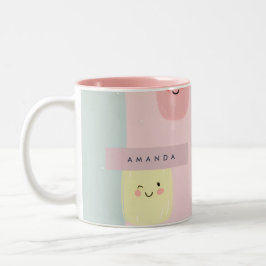 Personlig Smiling Pastel Sweets Kawaii Två-Tonad Mugg