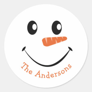 Personlig Smiling Snögubbe Runt Klistermärke