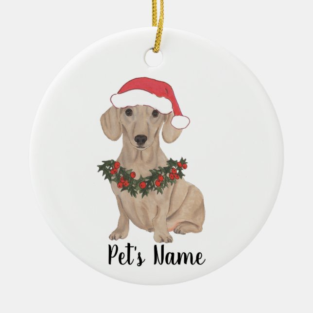 Personlig Smooth Red Dachshund jul Julgransprydnad Keramik (Framsidan)