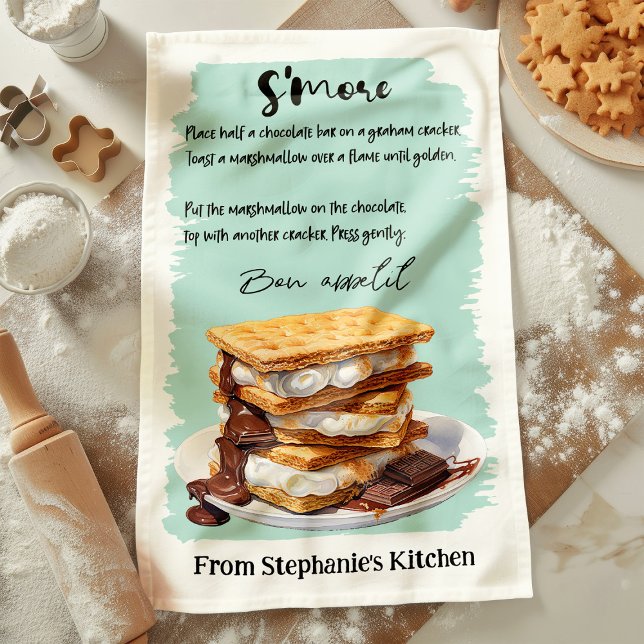 Personlig S'more-recept-handduk Kökshandduk (Skapare uppladdad)