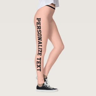Personlig Smörmjuka Rosa Korall Svart Rand Leggings