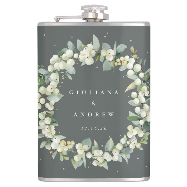 Personlig snedvriden krans med snöbär och eukalypt fickplunta (Framsidan)