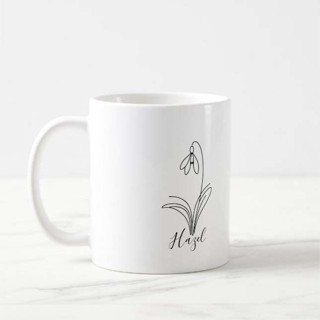 Personlig snödroppe födelsemånadsblomma Januari Kaffemugg (Vänster)