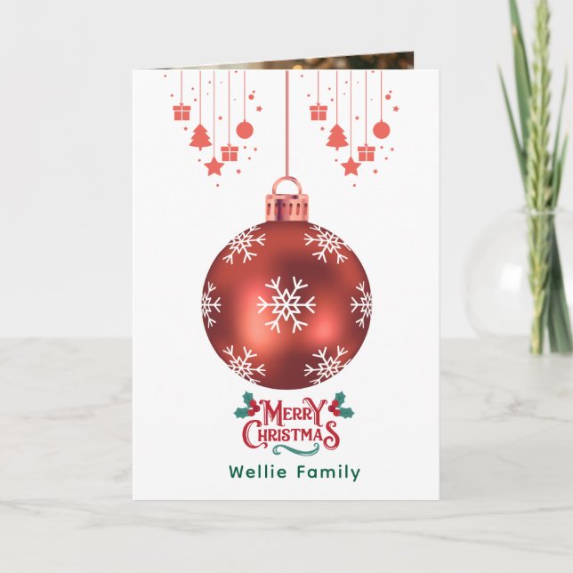 Personlig snöflinga ornament julkort kort (Framsida)