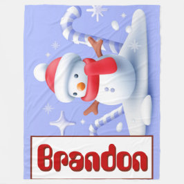 Personlig Snögubbe Candy cane Blanket Fleecefilt