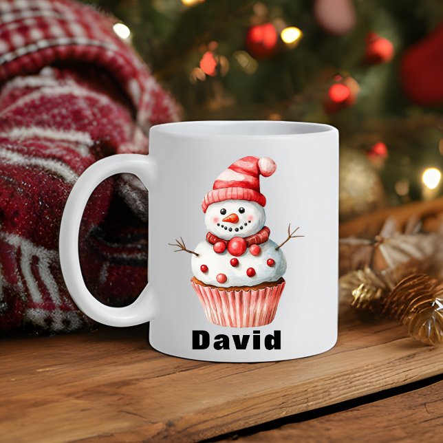 Personlig Snögubbe Cuptårta jul Kaffemugg (Personalized Snowman Cupcake Christmas Coffee Mug
)