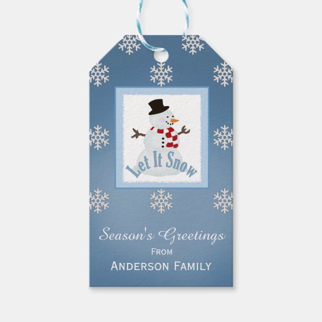 Personlig Snögubbe Gift Märkres Presentetikett (Framsidan)