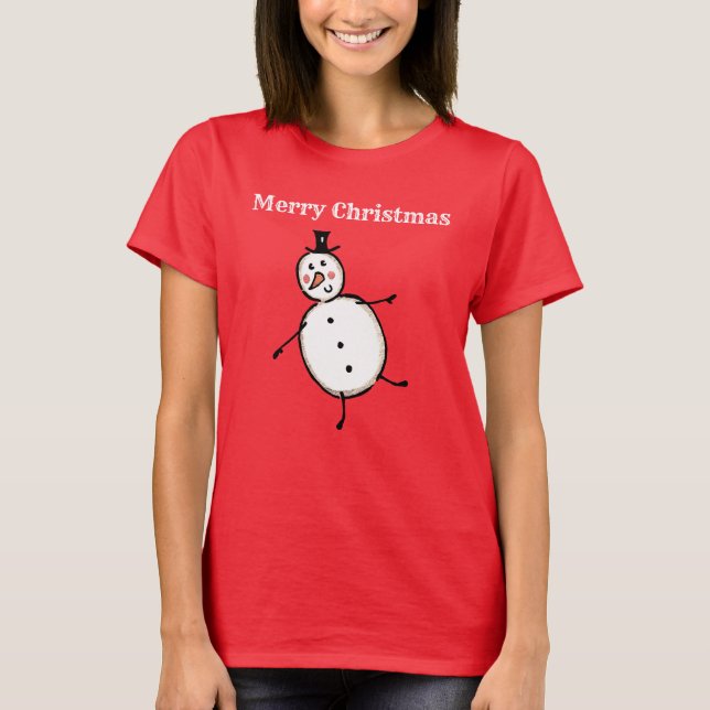 Personlig Snögubbe jul T Shirt (Framsida)