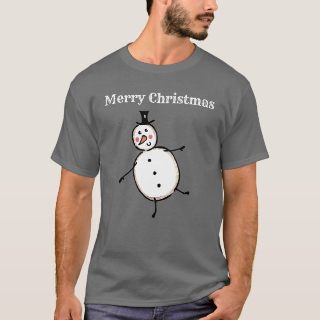 Personlig Snögubbe jul T Shirt (Framsida)