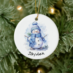 Personlig Snögubbe Julgransprydnad Keramik