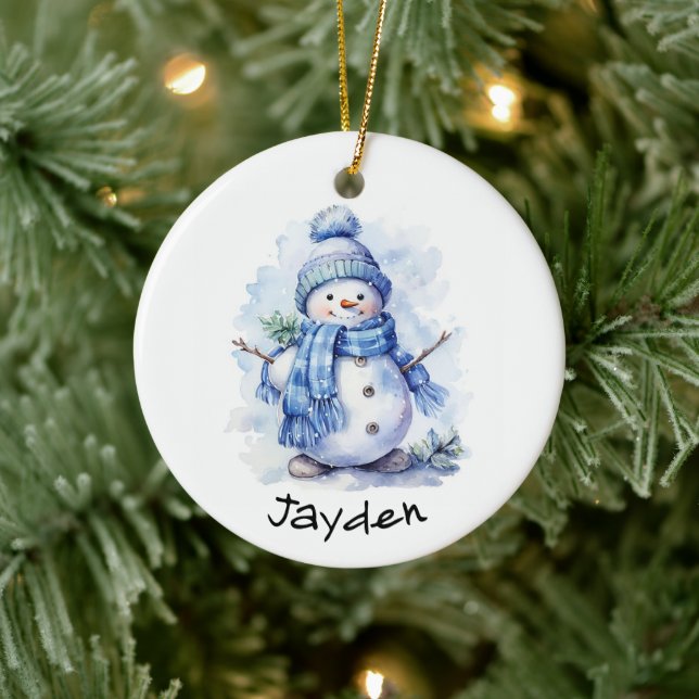 Personlig Snögubbe Julgransprydnad Keramik (Träd)