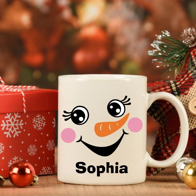 Personlig Snögubbe Mugg med eget namn (Personalized Snowman Mug with Custom Name)