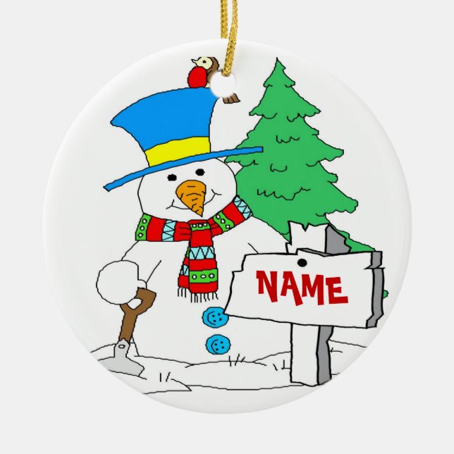 Personlig Snögubbe Ornament (Framsidan)