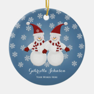 Personlig Snögubbe Twillingar Ornament