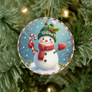 Personlig snöman jul akryl ornament