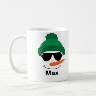 Personlig Snöman Jul Grön Hatt Kaffemugg