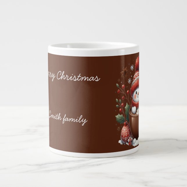 Personlig Snömannemugg - Anpassad Namnpresent Jumbo Mugg (Framsidan)